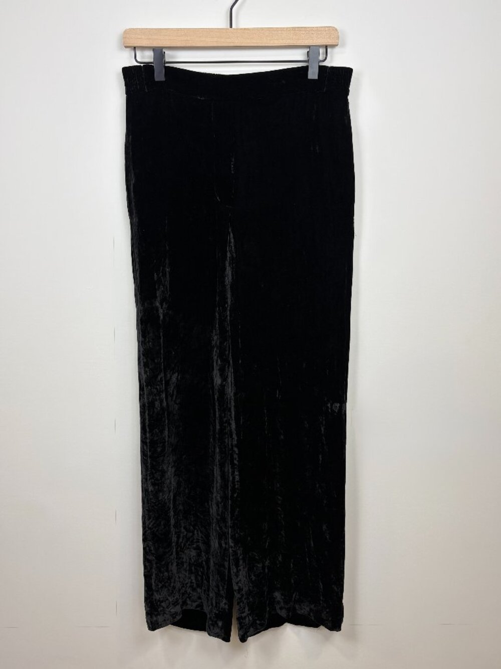 🌟 COS 🌟 SILK VELVET PULL ON ELASTIC WAIST WIDE LEG PANT TROUSER BLACK SZ 6